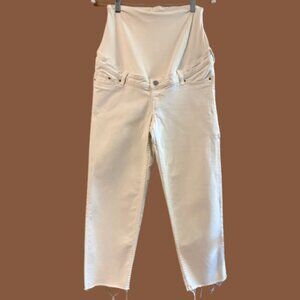 White, Ankle-Length Maternity Jeans (Size Small)